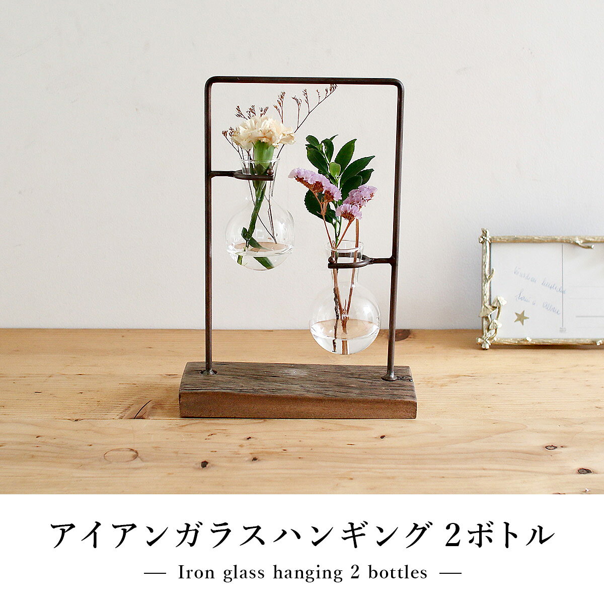 アイアンガラスハンギング 2ボトル | アイアン / ガラスベース / ディスプレイ / アンティーク調 / 花びん / 花瓶 / 花器 / フラワーベース / 鉄 / 店舗 / インテリア / SOW / ソウ【沖縄・離島 お届け不可】 [2]