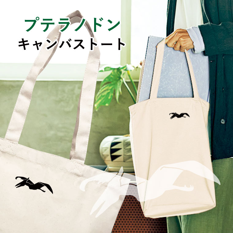 Rakuten - プテラノドン キャンバストート Mサイズ ワンポイント 恐竜 マイバッグ エコバッグ かばん 誕生日 プレゼント ギフトグッズ 布 かわいい おしゃれ アニマル 恐竜好き 恐竜グッズ キッズ 子ども 爬虫類