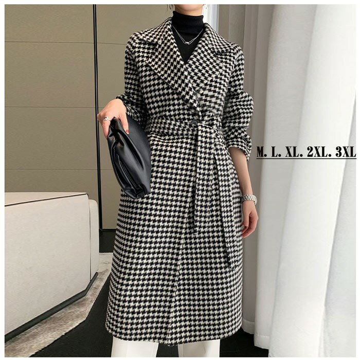 チェスターコート チェック柄 レディース 千鳥格子 ロングコート コクーンコート ドロップショルダー ロングチェスターコート 超ロング アウター 春 秋 冬 冬服 オーバーサイズ カジュアル あったか 暖かい きれいめ 大人可愛い 体型カバー コート d7081c0c0m6