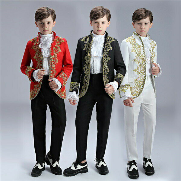 コスプレ 衣装 演出 王子様 貴族 貴族服 公爵 貴族服 男の子 キッズ用 スーツ 4点セット 中世 演奏会 舞台 ステージ 演劇 貴族 ヨーロッパ クリスマス...