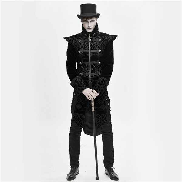 メンズファッション ヴィンテージ パンク＆ゴシック 中世 17世紀 男性用 コスチューム ブラック 紳士のコート 舞台衣装 演劇オペラ声楽 貴族服装 学園祭 ステージ 仮装 cosplay ハロウィン d9341c0x0t2