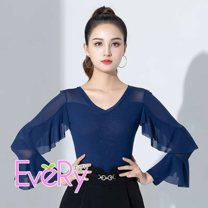 楽天市場】社交ダンス衣装（カラーネイビー）（トップス｜レディース