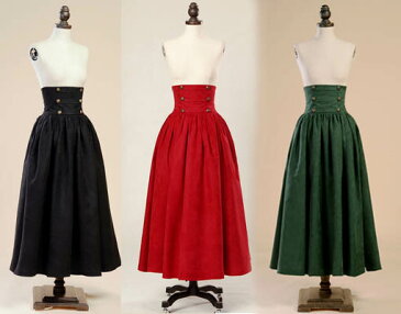 【送料無料】ブラウス追加可能 ロリータ ハイウエスト スカート ゴシック スカート 裏地付き コスプレ 学園祭 文化祭 演劇 オペラ声楽 演奏会 ステージ 舞台衣装 貴族風 貴族服 撮影 コスプレ 現代劇 S M L XL 緑 黒 赤 eb504c0c0t2