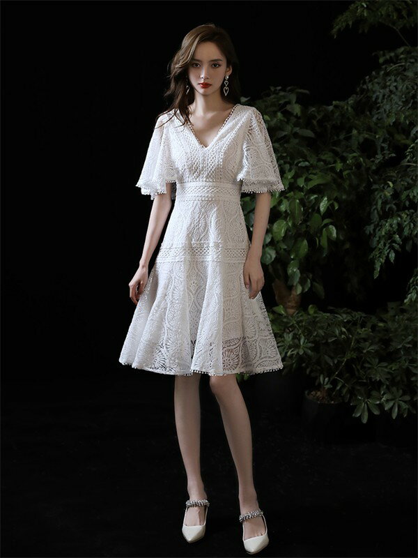 ドレス 大人 ピアノ発表会 ドレス 演奏会 膝丈 結婚式 大きいサイズ パーティードレス 袖あり ファスナー 膝丈ドレス ショート丈ドレス お呼ばれ 20代 30代 可愛い da052c6c6m6