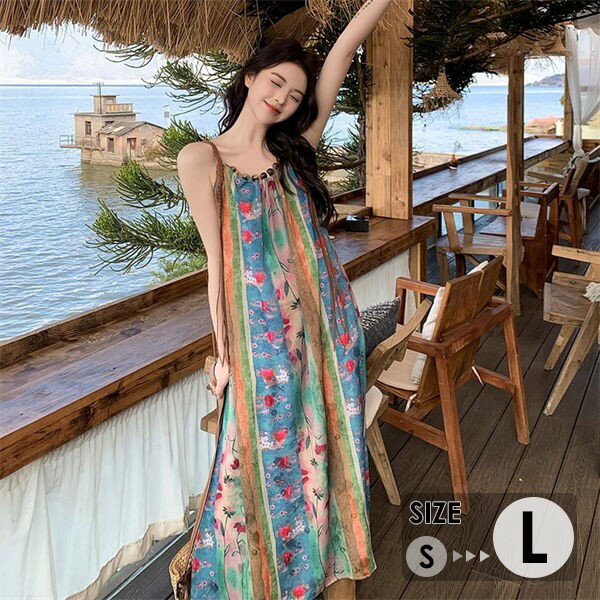 リゾートワンピース レディース サマードレス ワンピース 夏ワンピ ロング おしゃれ ファッション 春夏 カジュアル 体型カバー ゆったり 大きめ きれいめ ハワイ 沖縄 旅行用 大人 20代 30代 40代 可愛いdd067c6c6m6