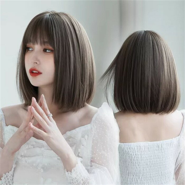 ウィッグ レディース フルウィッグ ショート ストレート ぱっつん前髪 前髪あり 可愛い かわいい 大人用 コスプレ ロリータ ゴスロリ コスチューム 原宿風 ...
