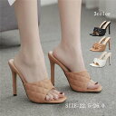 レディース サンダル ミュール ヒール スクエアトゥ 美脚 ピン 11.5cm ハイヒール ミュール かかとなし 歩きやすい 大きいサイズ オープントゥ レディ...