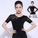 社交ダンス トップス ダンスウェア 半袖 袖あり 長袖 レディース 社交ダンス衣装 競技着 レッスン 練習着 ラテンダンス モダンダンス ブラック 黒 透け感あ...