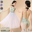 バレエ レオタード 大人 レディース ジュニア ノースリーブ オープンバック ハイネック 練習着 スカート付き おしゃれ かわいい 花柄 伸縮性 ストレッチ 通...