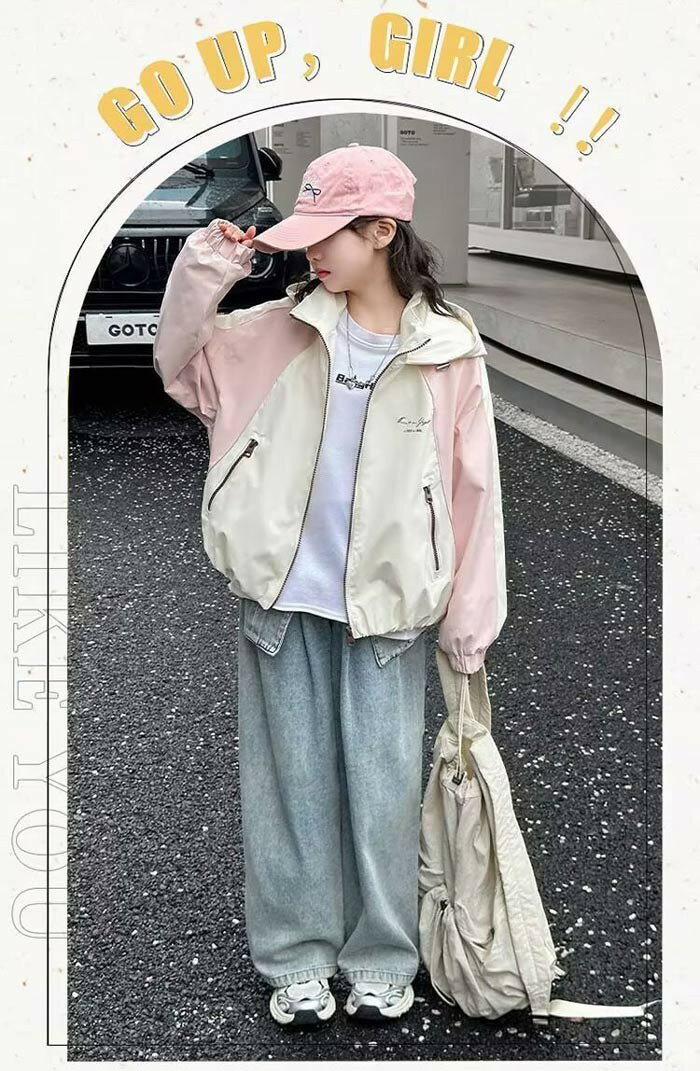 キッズ マウンテンパーカー 女の子 ウインドブレーカー フード付き ジャケット コ...