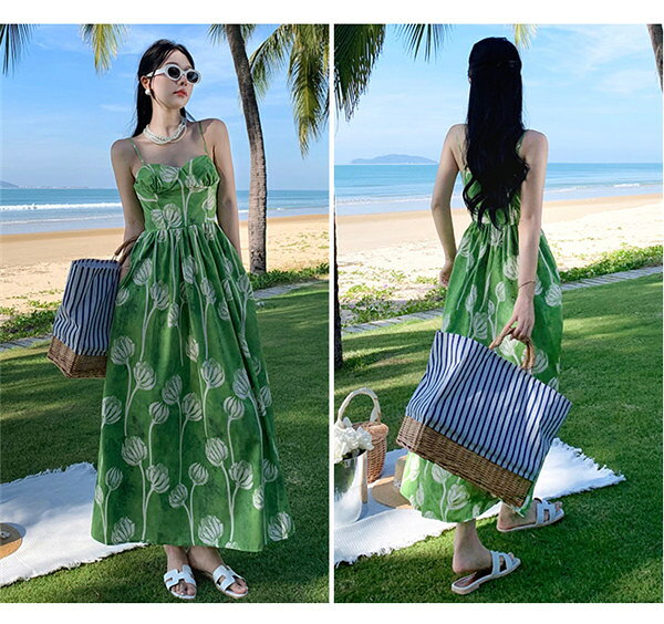 リゾートワンピース 大人 可愛い サスペンダードレス 夏ワンピース リゾートワンピ...