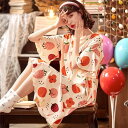 ルームウェア レディース パジャマ イチゴ柄 かわいい ワンピース 夏 可愛い コットン ルームウェア 半袖 部屋着 大人 体型カバー やわらか 涼しい お洒落...