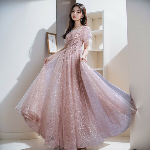 パーテイードレス ロング丈ドレス レディース 着痩せ 発表会 演奏会 二次会 大きいサイズ ファスナータイプ エレガント 20代 30代 40代 大人 可愛い 結婚式 披露宴 フォーマルドレス ピンク eh156jcjcm6