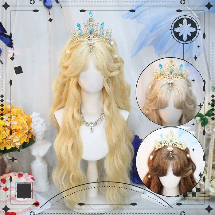 ウィッグ ゴスロリ コスチューム 油絵風 グラデーション lolita レディース 仮装 超自然 ゴールド ブラウン グレー レディース フルウィッグ ロング 小顔効果抜群 巻き髪 前髪あり COSPLAY コスチューム 仮装 変装 女装 イベント 文化祭 学園祭 演劇 舞台 dp033lclcm6