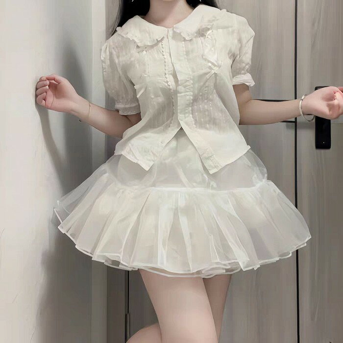 ドレス・ファッション エブリのパニエ レディース ボリューム チュール ミニ スカート インナー ロリータ ドレス用 コスプレ 発表会 イベント 撮影会 演奏会 ハロウィン 衣装用 ホワイト フレア ふんわり かわいい フリーサイズ ホワイト nd001ldldm6｜アングル3