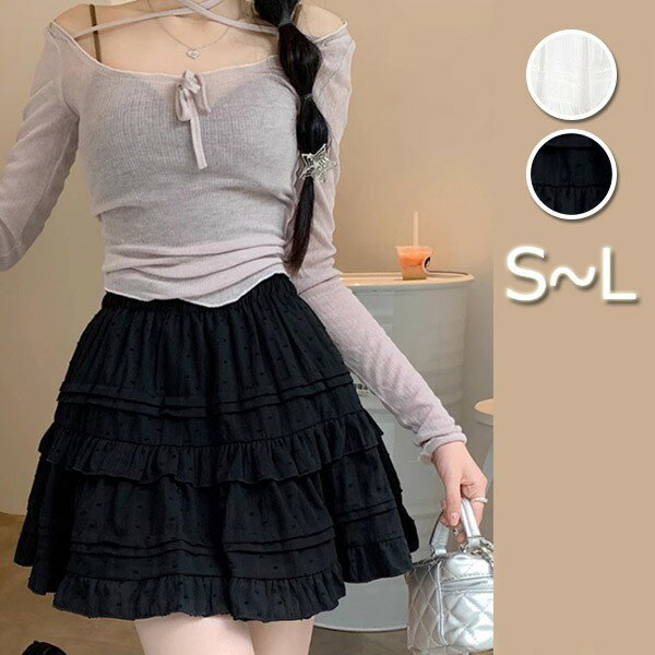 インナーパンツ付きスカート ティアードスカート スカート ミニスカート フレア スカート インナーパンツスカート バレエコア レディース 膝上丈 ミニ 美脚 カ...