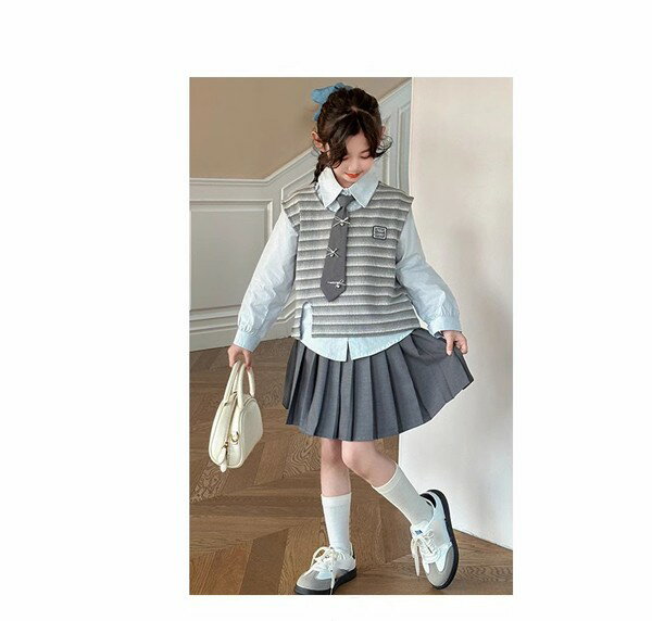 入学式 卒業式 制服 カジュアル 女の子 セット JK 春 秋 小学生 中学生 高校生 ジュニア 中学 受験 大きいサイズ ゆったりサイズ おしゃれ ネクタイ リボン ベスト セーター 卒服 長袖 入園祝い ギフト 卒園式 七五三 お受験 発表会 グレー dg721m4m4m6