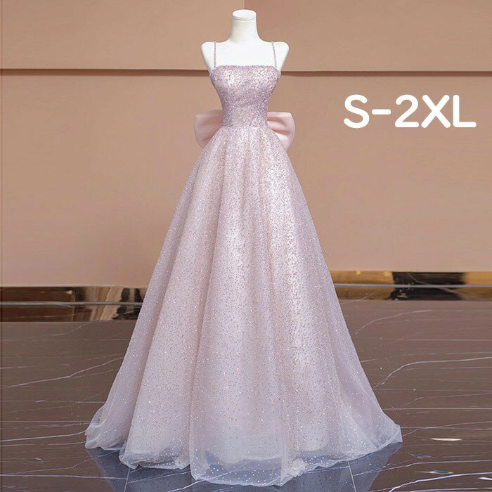 ドレス レディース ロング丈 ピアノ 発表会 パーティードレス 結婚式 肩出し 袖なし イブニングドレス フォーマル キラキラ 着痩せ きれいめ エレガント お呼ばれ 二次会 披露宴 演奏会 忘年会 司会ドレス ピンク da004m6m6m6