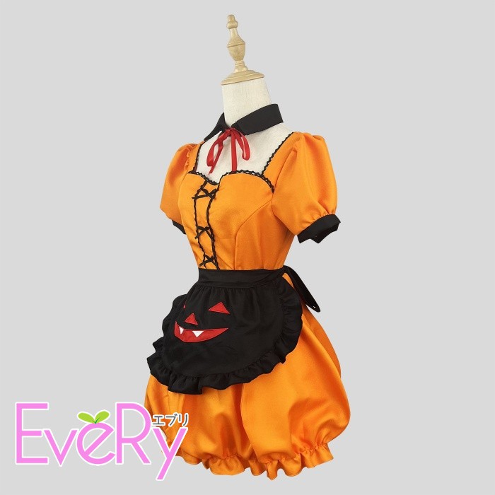 ハロウィン コスプレ 衣装 レディース メイド服 コンカフェ 衣装 ワンピース ロリータ風 パンプキン 仮装 ドレス フリル エプロン付き 可愛い メイド コスチューム イベント パーティー 撮影 mb013m7m7m3 everysp-10031600 ドレス・ファッション エブリ サンプル画像2
