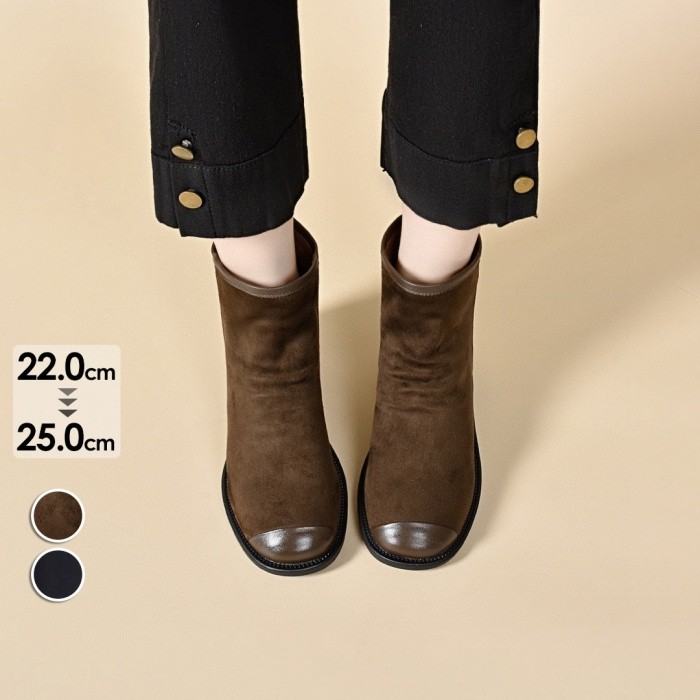 ショートブーツ レディース 本革 丸トゥ フラットブーツ ローヒール スエード調 秋冬 新作 裏起毛 防寒 柔らかい 履きやすい 歩きやすい シンプル カジュア...