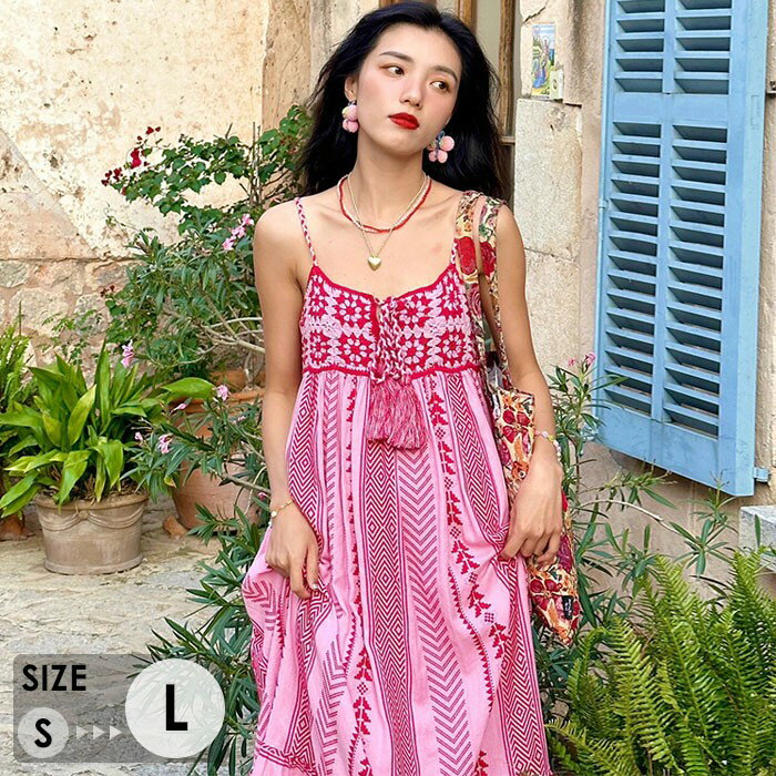 リゾートワンピエスニック柄大人可愛...