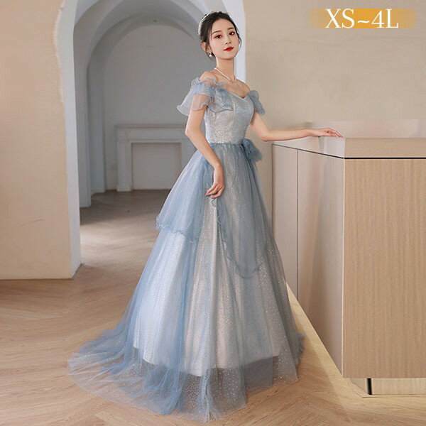 Rakuten - ドレス 大人 ピアノ 発表会 ロングドレス アシンメトリードレス 演奏会 結婚式 母親 ピアノ発表会 袖付き ワンピース 水色 半袖 演奏会ドレス 演奏会用ドレス パーティードレス イブニングドレス ロング丈 大きいサイズ 小さいサイズ プリンセスドレス da235n1n1t2