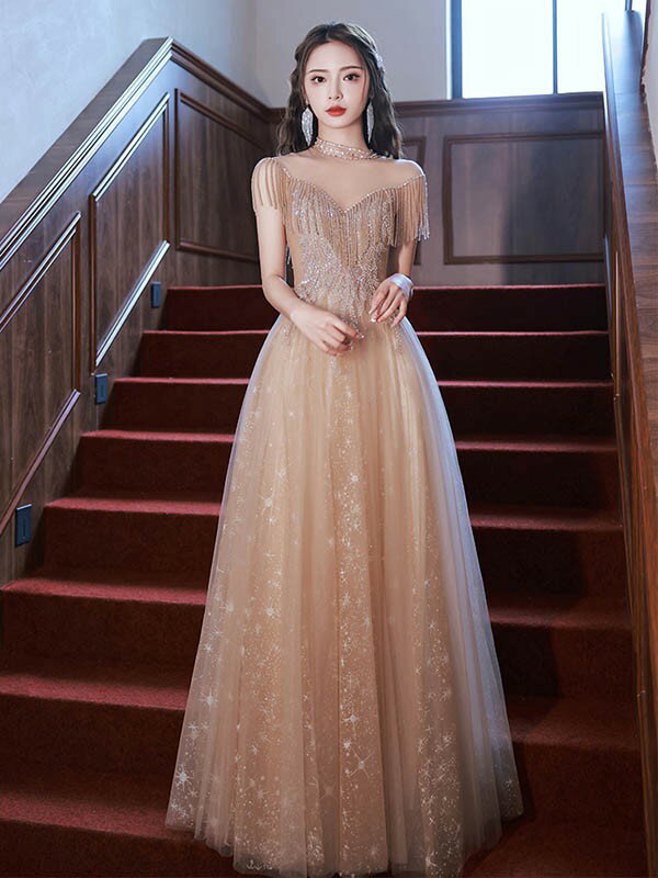 パーティードレス ロングワンピース ドレス 高級 令嬢の 婚約 式 成人 卒業 年次 総会の パーティー ジャカード ウエスト ドレス