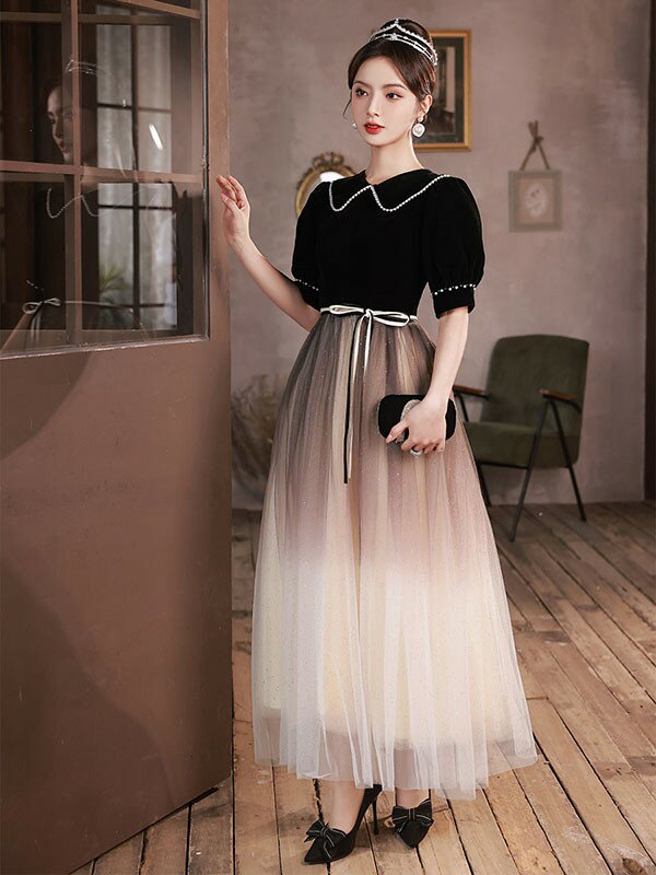 ドレス 大人 ピアノ 発表会 ロングドレス 大きいサイズ 小さいサイズ 演奏会 結婚式 母親 演奏会用ドレス 袖付き 半袖 ロング 黒 披露宴 レディース 演奏会ドレス ピアノ発表会 韓国 イブニングドレス パーティードレス ワンピース ステージドレス 二次会 花嫁 db041n1n1t2