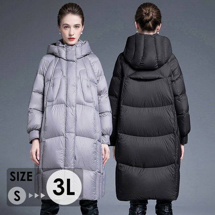 Rakuten - ダウンコート レディース コート 膝丈 ベンチコート フード付き 大きいサイズ 黒 ミモレ丈コート ダウンジャケット 母の日 プレゼント カッコイイ アウター ジャケット ダウン シンプル 冬 冬服 暖かい 防寒 紳士 通勤 暖かい あったか おしゃれ de004n1n1m6