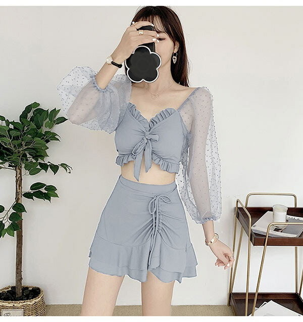 タンキニ 3点セット 水着 服みたいな レディース 上下セット 体型カバー 着痩せ ビ...