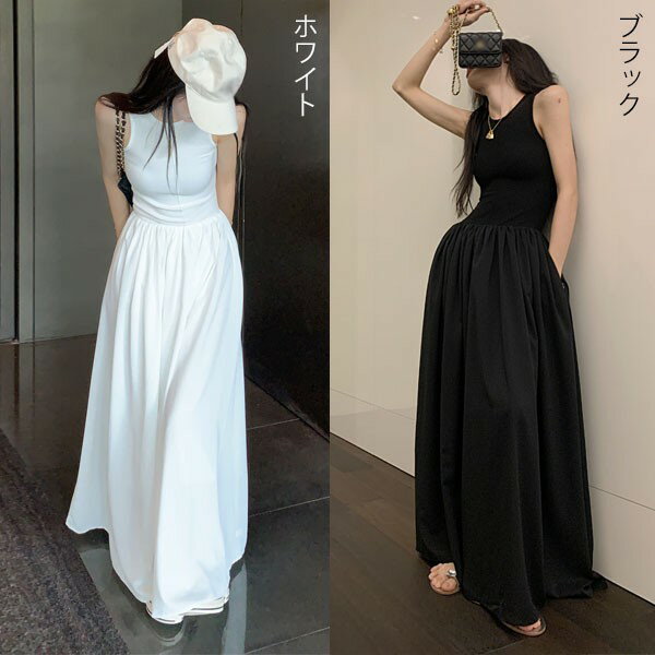 リゾートワンピース ノースリーブ 大人可愛い 夏ワンピース リゾートワンピ ワンピ...