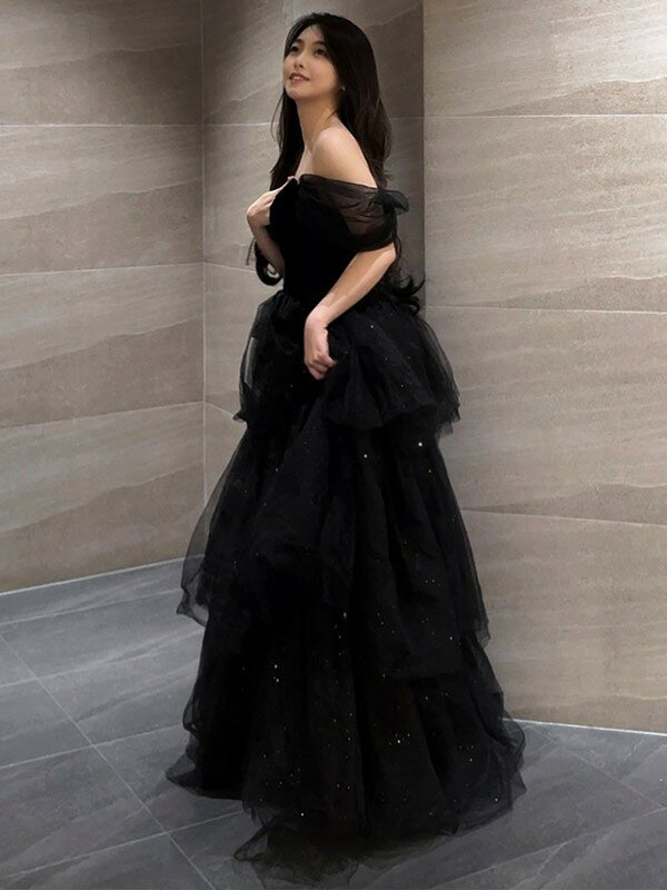 ドレス 大人 ピアノ 発表会 ロングドレス 小さいサイズ オフショルダー 半袖 演奏会 結婚式 母親 演奏会用ドレス ロング 黒 披露宴 レディース 演奏会ドレス ピアノ発表会 韓国 イブニングドレス パーティードレス ワンピース 二次会 花嫁 dg226n1n1m6 everysp-10026230 ドレス・ファッション エブリ サンプル画像3