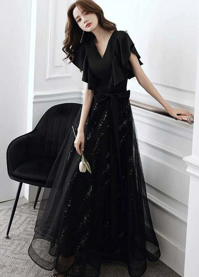 ドレス 大人 袖付き ワンピース 半袖 黒 ピアノ 発表会 ロングドレス 大きいサイズ 演奏会 結婚式 母親 演奏会ドレス 大人 レディース ロング丈 披露宴 ピアノ発表会 韓国 イブニングドレス パーティードレス ステージドレス 二次会 花嫁 dk016n1n1m6