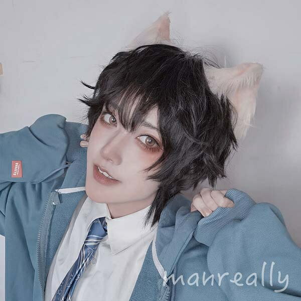 ウィッグ メンズ 短髪 巻き毛 パーマ かつら 超自然 ブラック 黒 フルウィッグ コスプレウィッグ 可愛い ショート 耐熱ウィッグ 小顔効果抜群 コスチューム...