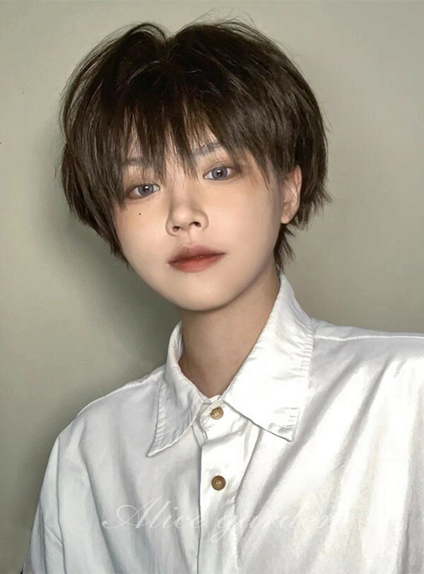 ウィッグ メンズ 短髪 かつら フルウィッグ ショートウィッグ ショートヘア 前髪あり コスプレ 男装 おしゃれ ナチュラル かっこいい 可愛い ショート 耐熱ウィッグ 小顔効果抜群 コスチューム 文化祭 学園祭 演劇 自然 イベント 韓国風 ブラウン 茶髪 dq014n1