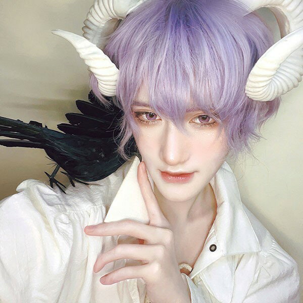 ウィッグ メンズ 短髪 かつら フルウィッグ ショートウィッグ ショートヘア 前髪あり コスプレ 男装 おしゃれ ナチュラル かっこいい 可愛い ショート 耐熱ウィッグ 小顔効果抜群 コスチューム 文化祭 学園祭 演劇 自然 イベント 韓国風 パープル ブルー dq017n1n1t2