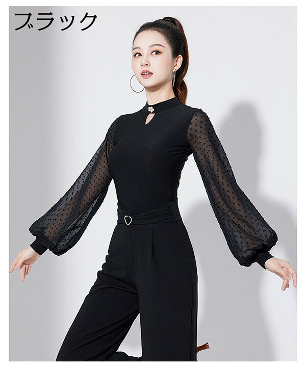 社交ダンス トップス 社交ダンス衣装 レオタード式 トップス 大きいサイズ ドット...