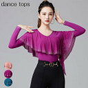 社交ダンス トップス 社交ダンス衣装 レオタード式 トップス 大きいサイズ フリル ダンス用シャツ ダンスTシャツ 透け感 社交ダンス ラテンダンス ダンスウェ...