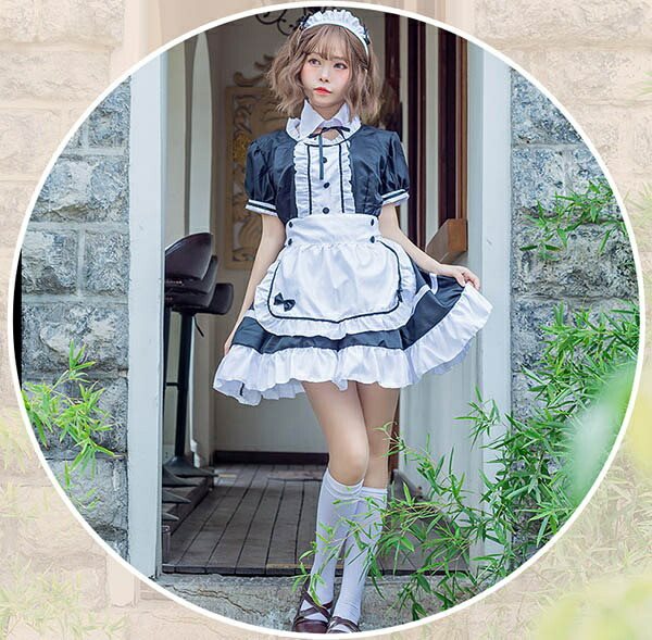 メイド服 コスプレ ハロウィン 衣装 コスチューム レディース 仮装 かわいい 大人用 イベント 半袖 エプロンドレス 黒 d1282s1s1t2