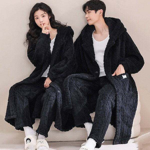 ペアパジャマ 冬 ルームウェア もこもこ ペアパジャマ ナイトガウン レディース メンズ ユニセックス パジャマ 前開き 冬 長袖 パジャマ 着る毛布 寝巻き カップル 裏起毛 メンズ パジャマ 可愛い 部屋着 お揃いペア 結婚祝い プレゼント 暖かい お風呂上りpd035s1s1t2