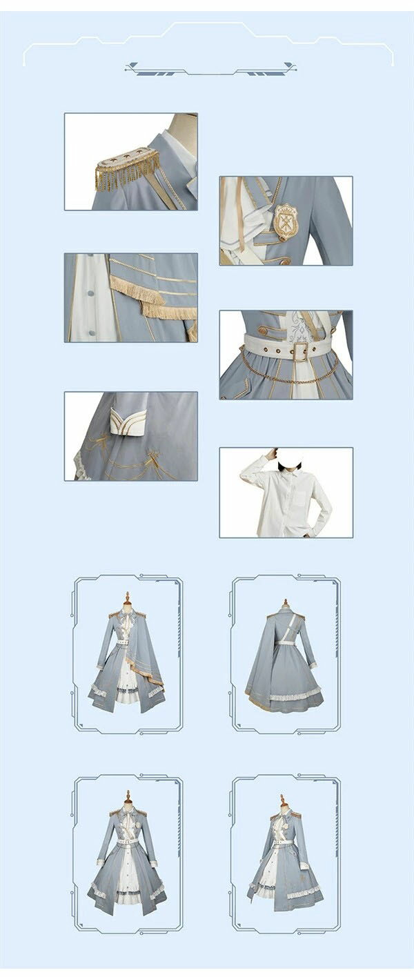 ミニロリ 軍服ロリータ ゴスロリ フルセット ワンピース 長袖あり 肩章 大正風 ペリースマント 全掛マント ミリタリーロリィタ ホワイト 白 ブルー 膝丈 レディース エポレット 女の子 膝丈ワンピース ロリドレス 萌え萌え 少女ウェア 学園祭 文化祭 イベント dd026sasam6