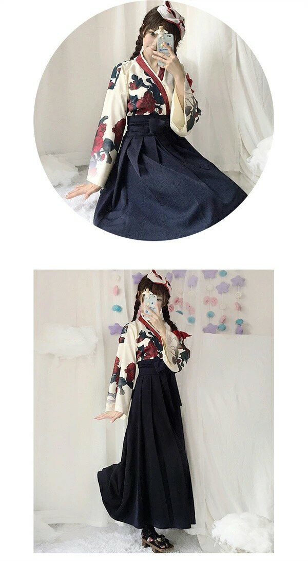 和服 コスプレ 和装 華ロリ 中華ロリータ ミニスカート ロングスカート 可愛い 花柄 ブラック 黒 レッド 赤 レディース ロリータ 袴 ガーリー 巫女 コスチューム 仮装 イベント ダンス 卒業式 余興 学園祭 演劇 舞台 学芸会 文化祭 ハロウィン dd030sasam4