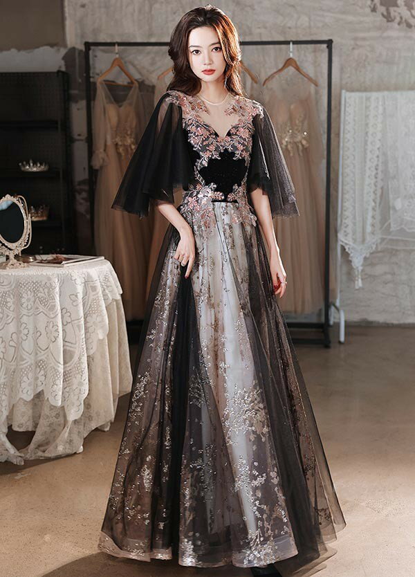 ドレス 大人 ピアノ 発表会 ロングドレス 刺...の紹介画像2