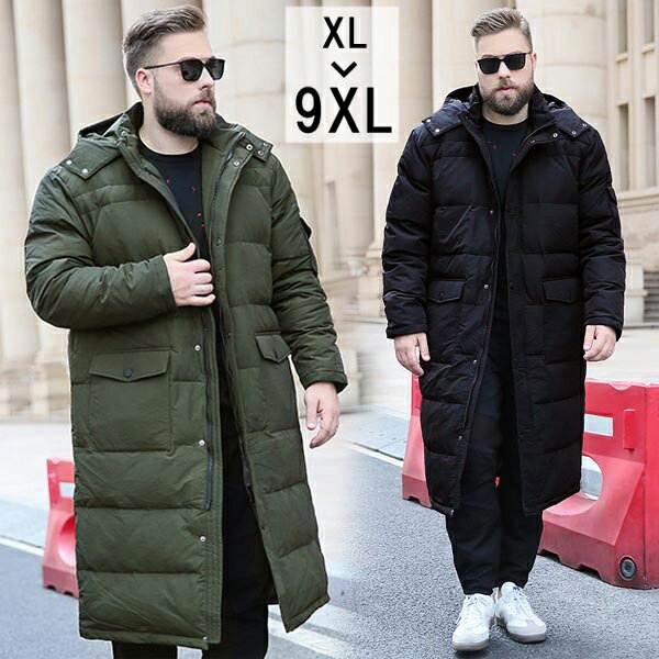 2L~10L ダウンジャケット メンズ ロングダウンコート ショートダウンコート ダウン80％ 黒  ...