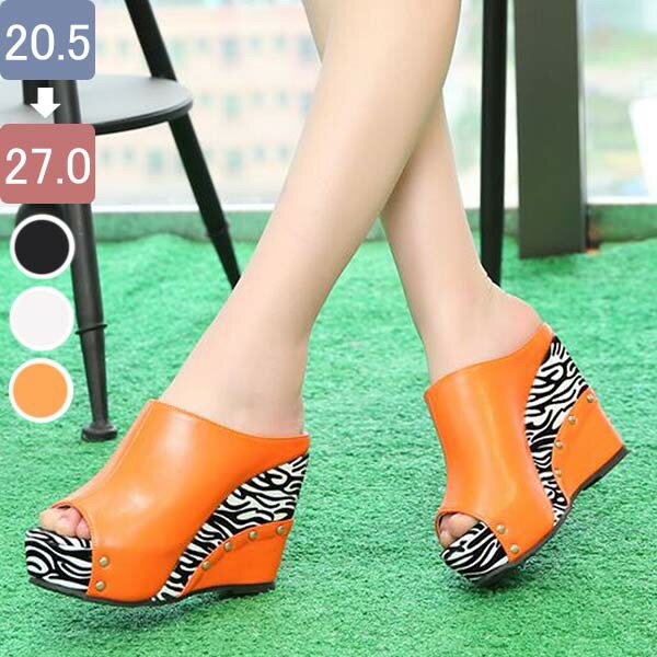 サンダル レディース ヒール ウエッジソール サンダル ミュール ウェッジソール 厚底 シューズ かかとなし 歩きやすい 美脚 靴 小さいサイズ 大きいサイズ ...