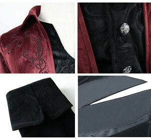 メンズ ジャケット アウター ベルベット 大きいサイズ ミモレ丈 王子様 ステージ衣装 舞台 演出 貴族 コスプレ 衣装 オペラ用衣装 男性 大人 忘年会 イベント 発表会 演奏会 かっこいい ハロウィン 文化祭 学園祭 黒 赤 ei147t2t2t2