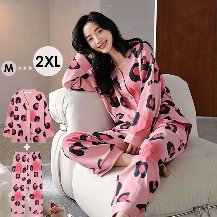 パジャマ レディース 女の子 大人 長袖 薄手 ルームウェア 上下セット 薄地 北欧 可愛い 前開き 春 夏 ..