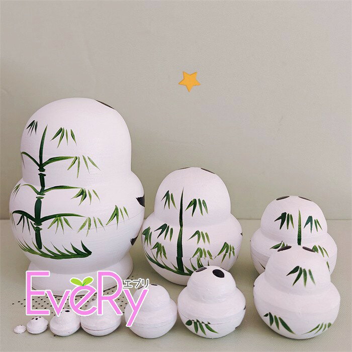 マトリョーシカ 人形 パンダ 10個セット 木製 置物 オブジェ インテリア雑貨 北欧...