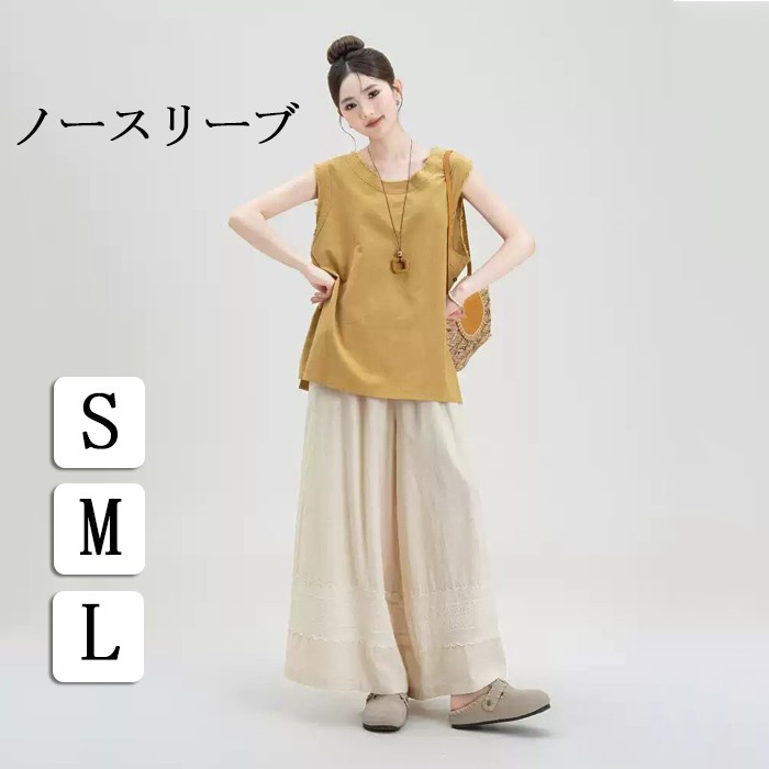 トップス レディース 綿麻 シャツ ノースリーブ レディース シンプル 女性らしい作りと 通勤Tシャツ レディース ストレッチ 半袖 トップス オーバーサイズ カジュアル ズボン追加可 ブラウン nn002x0x0m6