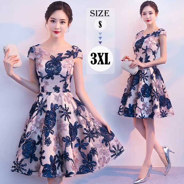 短 - ミニ丈 ドレス ショートドレス 袖あり 大きいサイズ 小さいサイズ カクテルドレス 総レース 半袖 ひざ上丈 パーティードレス 結婚式 母親 ドレス ピアノ 発表会 演奏会 披露宴 謝恩会 春 夏 20代 30代 40代 S 2XL 3XL da134x1x1c6